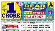 Sikkim State Lottery Results Today, 18 December 2024: सिक्किम ''Dear Cupid Wednesday" विकली लॉटरी रिजल्ट जारी, पहला इनाम 1 करोड़ रुपये; देखें पूरी लिस्ट