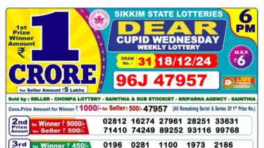 Sikkim State Lottery Result Today 6 PM: सिक्किम ''Dear Cupid Wednesday" विकली लॉटरी रिजल्ट जारी, पहला इनाम 1 करोड़ रुपये; देखें पूरी लिस्ट