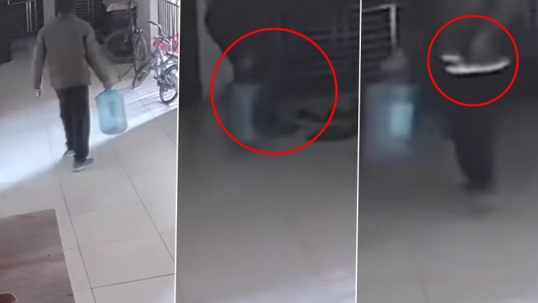 Delivery Boy Stole a Resident's New Crocs: ग्रेटर नोएडा के एक फ्लैट के बाहर से बिसलेरी डिलीवरी बॉय ने निवासी के नए क्रॉक्स चुराए, देखें वीडियो