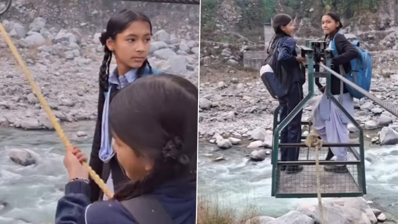 VIDEO: रस्सी के सहारे कर रहे है जानलेवा सफ़र! स्कूली छात्राएं इस तरह के सफ़र के लिए मजबूर, उत्तराखंड के मुनस्‍यारी का वीडियो आया सामने