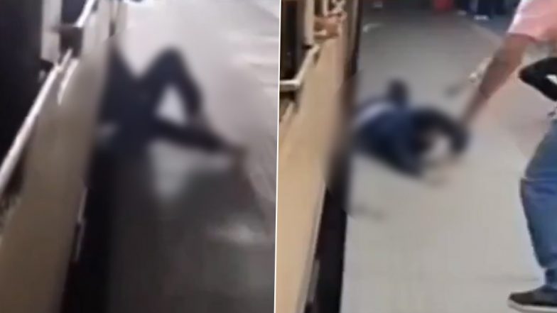 VIDEO: चलती ट्रेन में चढ़ते समय प्लेटफॉर्म पर गिरा युवक, करीब 500 मीटर तक घसीटा गया; बाल-बाल बची जान
