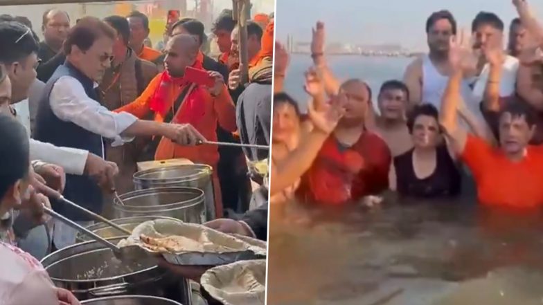 Mahakumbh 2025: टीवी के शो रामायण के राम और सांसद अरुण गोविल पहुंचे महाकुंभ, प्रयागराज में किया स्नान, भक्तों को अपने हाथों से किया प्रसाद वितरण (Watch Video)