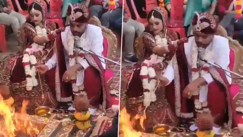 Groom Turns Priest at His Own Wedding: अपनी ही शादी में पुजारी बन दूल्हे ने पढ़े वैदिक मंत्र, देखें वायरल वीडियो