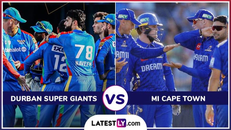 Durban Super Giants vs MI Cape Town SA20 2025 Live Streaming: आज डरबन सुपर जायंट्स और एमआई केप टाउन के बीच होगी कड़ी टक्कर, यहां जानें भारत में कब, कहां और कैसे उठाए लाइव मुकाबले का लुफ्त
