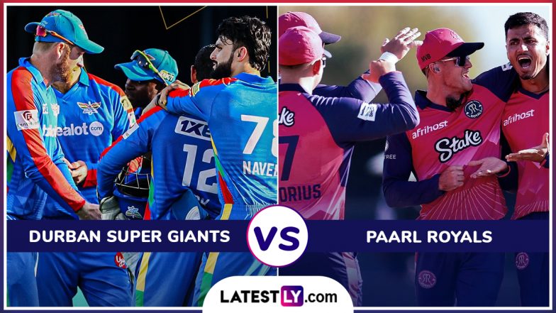 Durban Super Giants vs Paarl Royals SA20 2025 Live Streaming: आज डरबन सुपर जायंट्स और पार्ल रॉयल्स के बीच रोमांचक मुकाबला, यहां जानें भारत में कब, कहां और कैसे उठाए लाइव मैच का लुफ्त