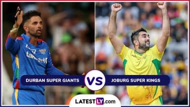 Durban Super Giants vs Joburg Super Kings SA20 2025 Live Streaming: आज डरबन सुपर जायंट्स और जोबर्ग सुपर किंग्स के बीच होगी काटें की टक्कर, यहां जानें भारत में कब, कहां और कैसे उठाए लाइव मुकाबले का लुफ्त