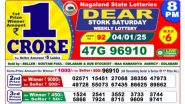 Nagaland State Lottery Sambad Result Today 8 PM: नागालैंड "Dear Stork Saturday" विकली लॉटरी रिजल्ट जारी, पहला इनाम 1 करोड़ रुपये