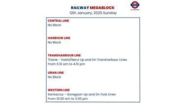 Mega Block on January 12, 2025: यात्रीगण कृपया ध्यान दे! मुंबई की वेस्टर्न और ट्रांसहार्बर लाइन पर रविवार को रहेगा मेगा ब्लॉक, यात्रा में हो सकती है देरी