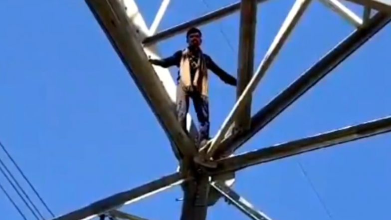 VIDEO: मुआवजा नहीं मिलने से किसान का बेटा हाईटेंशन लाइन के टावर पर चढ़ा, काफी समझाने के बाद उतरा नीचे, औरैया के भुलाहार गांव में घंटो तक रहा हंगामा