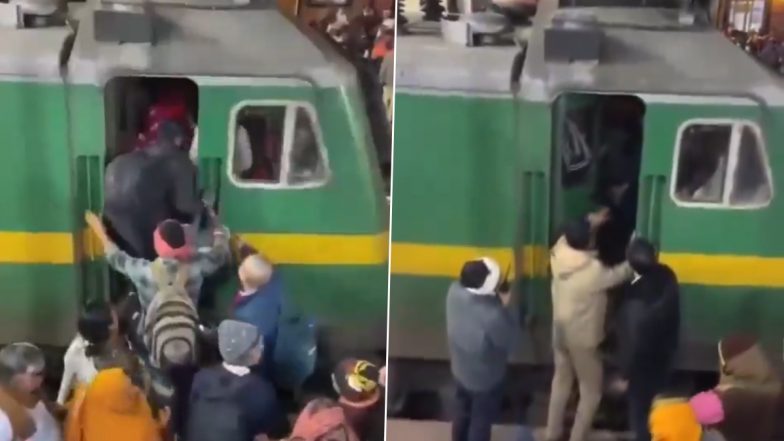 VIDEO: महाकुंभ जानेवाले यात्रियों की स्टेशन पर उमड़ी भीड़, लोको पायलट के कैबिन में ही घुसे लोग, GRP ने पहुंचकर निकाला बाहर, वाराणसी रेलवे स्टेशन का वीडियो आया सामने