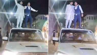 VIDEO: बारात के दौरान जमकर किया कार की छत पर चढ़कर डांस, ट्रैफिक भी किया जाम, बारातियों ने मचाया हंगामा, हरदोई का वीडियो हुआ वायरल