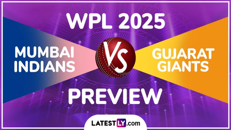 GG W vs MI W, WPL 2025 Preview: महिला प्रीमियर लीग में गुजरात जायंट्स और मुंबई इंडियंस के बीच खेला जाएगा रोमांचक मुकाबला, मैच से पहले जानें हेड टू हेड रिकॉर्ड्स, मिनी बैटल और स्ट्रीमिंग समेत सारे डिटेल्स