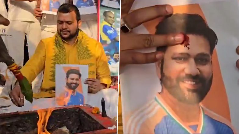 IND vs BAN Champions Trophy 2025: बांग्लादेश के खिलाफ मैच से पहले वाराणसी में भारत की जीत के लिए हवन और पूजन, भारतीय क्रिकेटरों के तस्वीर पर लगाया जीत का तिलक- Video