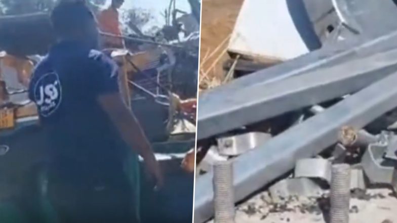 Pole Fell in Ranchi: रांची में बड़ा हादसा! ऑटो पर गिर गया टोल प्लाजा का हाई मास्ट लाइट पोल, 2 की हुई मौत, 5 घायल, नगड़ी टोल पर ग्रामीणों ने की तोड़फोड़ (Watch Video )