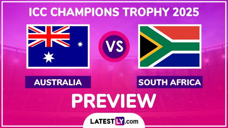 AUS vs SA, ICC Champions Trophy 2025 Preview: चैंपियंस ट्रॉफी के 'करो या मरो' मुकाबले में ऑस्ट्रेलिया से भिड़ेगी दक्षिण अफ्रीका, मैच से पहले जानें हेड टू हेड रिकॉर्ड्स, मिनी बैटल और स्ट्रीमिंग समेत सारे डिटेल्स