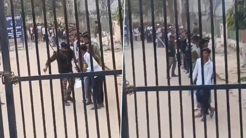 VIDEO: मैट्रिक की परीक्षा देने आएं छात्रों के साथ गेट के बाहर पुलिस कर्मी ने की मारपीट, वीडियो वायरल होने के बाद हुआ सस्पेंड, बिहार के भोजपुर जिले की घटना