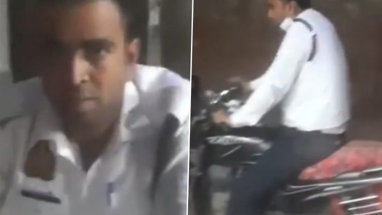 VIDEO: नशे में धुत और बिना हेलमेट के बाइक चलाते हुए दिखा ट्रैफिक पुलिस, बलिया के सिपाही का वीडियो हुआ वायरल, एसपी ने किया सस्पेंड