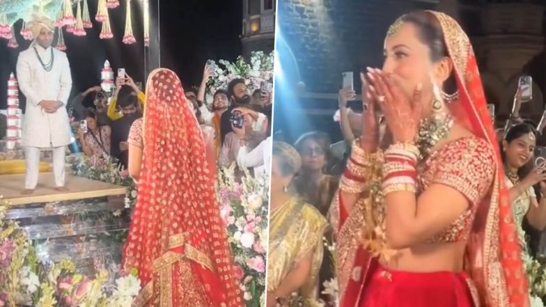 Alekha Advani's Show-Stopping Wedding Entrance: अलेखा आडवाणी की शादी में यादगार एंट्री, आदर जैन को दी फ्लाइंग किस (Watch Video)