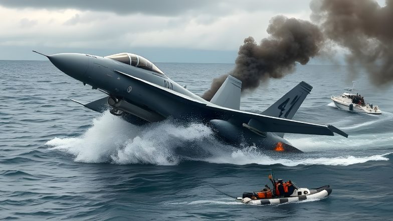 US Fighter Jet Crash Video: समुद्र में गिरा अमेरिकी नौसेना का लड़ाकू विमान, हादसे का खौफनाक वीडियो आया सामने