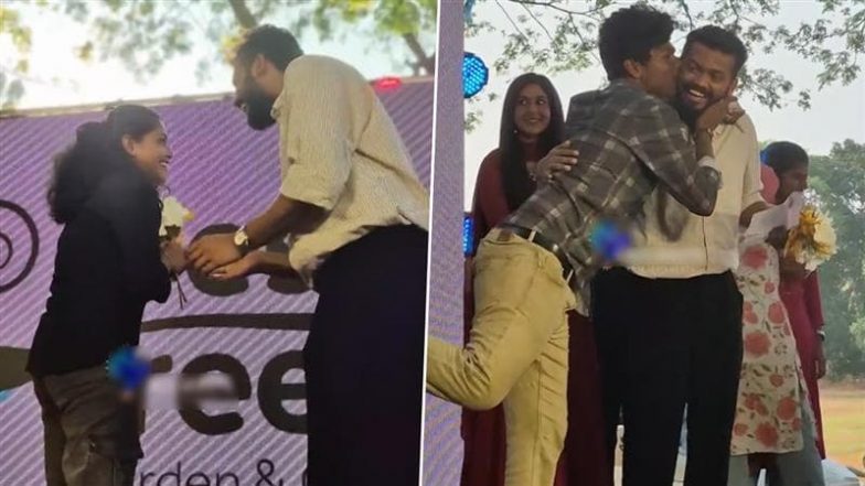 Mathew Thomas Gets a Kiss From a Male Fan: प्रमोशन में मैथ्यू थॉमस पर उमड़ा फैंस का प्यार, एक ने किया किस तो दूसरे ने किया प्रपोज (Watch Viral Video)