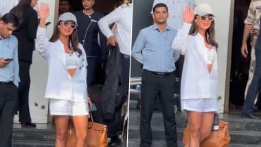 Priyanka Chopra Arrives in Mumbai: भाई सिद्धार्थ चोपड़ा की शादी के लिए मुंबई पहुंचीं प्रियंका चोपड़ा, मीडिया को दिए पोज (Watch Video)