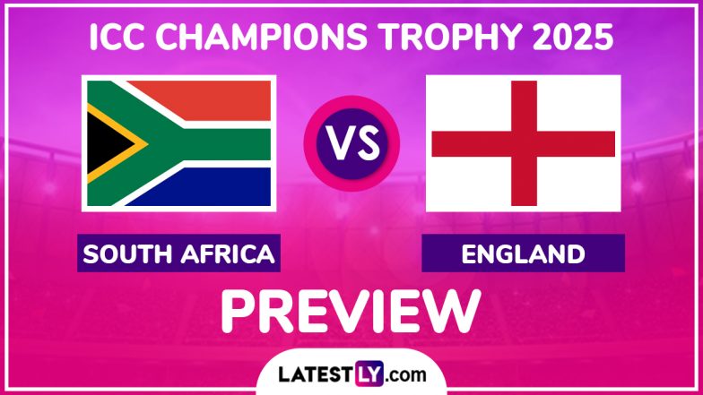 SA vs ENG, ICC Champions Trophy 2025 Preview: चैंपियंस ट्रॉफी में दक्षिण अफ्रीका को हराकर लाज बचाने उतरेगी इंग्लैंड टीम, मैच से पहले जानें हेड टू हेड रिकॉर्ड्स, मिनी बैटल और स्ट्रीमिंग समेत सारे डिटेल्स