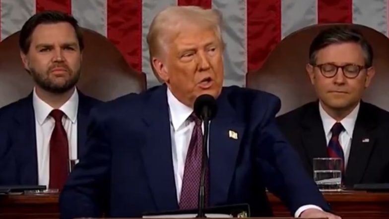 Donald Trump Addresses Joint Session of Congress: 'अमेरिका इज बैक': ट्रंप ने अमेरिकी संसद के संयुक्त सत्र को किया संबोधित, अपनी सरकार का किया बखान (Watch Video)