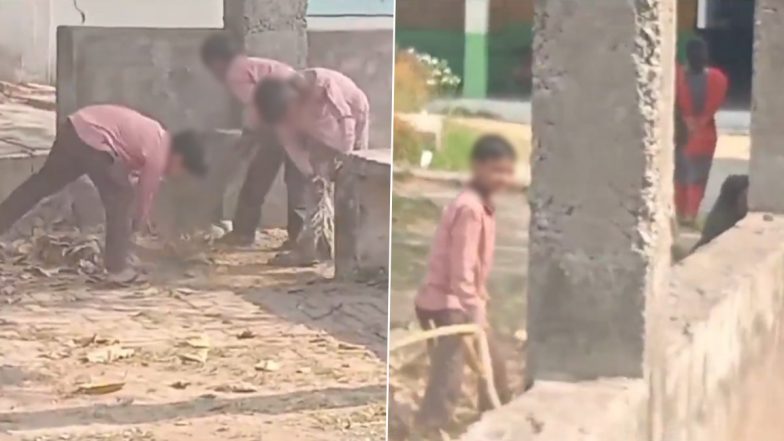 VIDEO: स्कूल पहुंचे स्टूडेंट्स से करवाई जा रही है सफाई, हाथों में झाड़ू लेकर परिसर साफ करते दिखे छात्र, बांदा जिले का वीडियो आया सामने