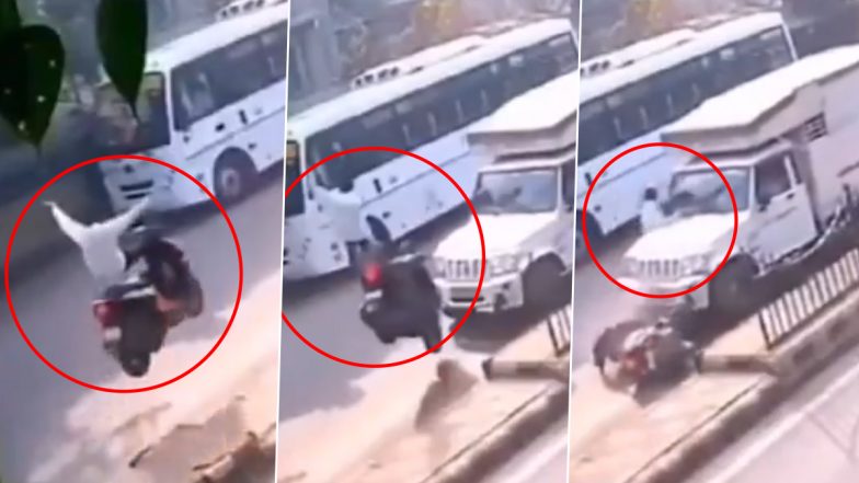 Viral Video:'जाको राखे सइयां, मार सके न कोई', सड़क पर डिवाइडर से टकराकर हवा में उड़ा शख्स और सीधे पिकअप के ऊपर गिरकर खड़ा हुआ, हादसा देखकर लोग हुए हैरान