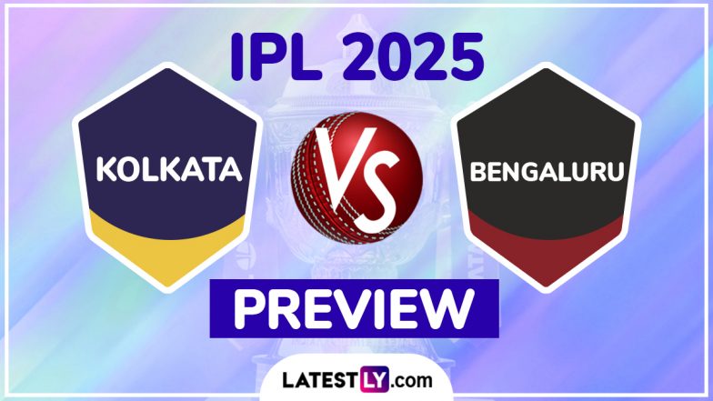 KKR vs RCB TATA IPL 2025 Preview: कोलकाता नाइट राइडर्स बनाम रॉयल चैलेंजर्स बेंगलुरु इंडियन प्रीमियर लीग के 58वां मैच से पहले जानें हेड टू हेड रिकॉर्ड्स, मिनी बैटल और स्ट्रीमिंग समेत सारे डिटेल्स