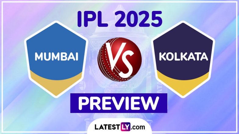 MI vs KKR IPL 2025 Preview: मुंबई इंडियंस बनाम कोलकाता नाइट राइडर्स इंडियन प्रीमियर लीग मुकाबले से पहले जानें हेड टू हेड रिकॉर्ड्स, मिनी बैटल और स्ट्रीमिंग समेत सारे डिटेल्स