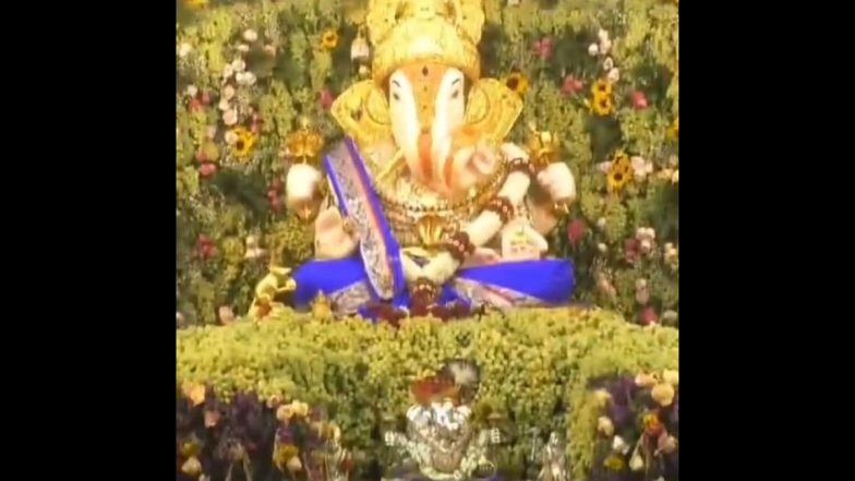 Dagdusheth Halwai Ganpati Temple: पुणे के दगडू शेठ गणपति मंदिर को 2 हजार किलो काले और हरे अंगूरों से सजाया, सोशल मीडिया पर वीडियो आया सामने (Watch Video)