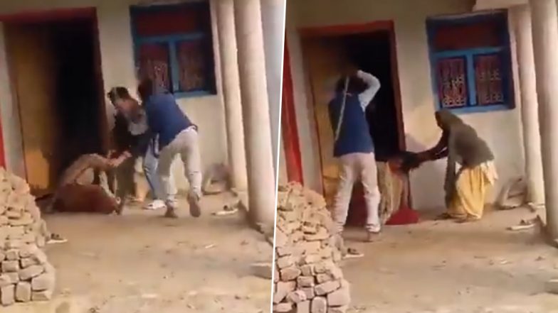 UP Shocker: महिला के साथ अमानवीय हरकत! सास ससुर और देवर ने की बहु से मारपीट, बाल पकड़कर डंडे से बेरहमी से पीटा, उत्तर प्रदेश के देवरिया का वीडियो आया सामने (Watch Video)
