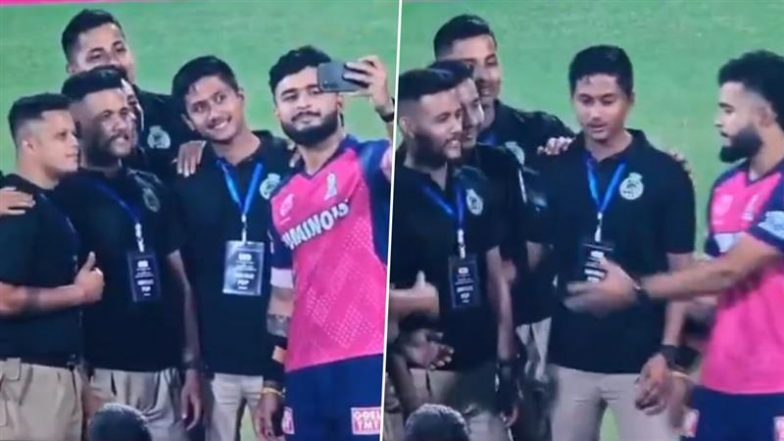 IPL 2025: रियान पराग ने ग्राउंडस्टाफ के साथ क्लिक की सेल्फी, फिर फेंक कर दिया फोन; देखें फैन्स के रिएक्शन