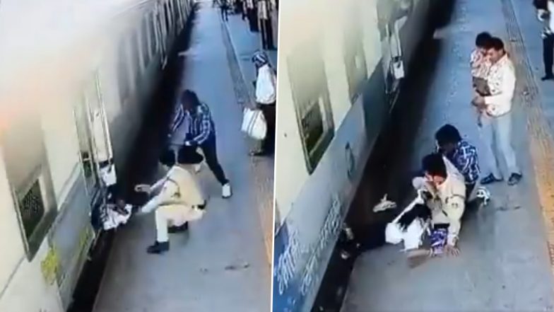 VIDEO: बड़ी लापरवाही आई सामने! चलती ट्रेन में चढ़ते समय नीचे गिरी यात्री, रेलवे के जवान ने बचाई लड़की की जान, अशोक नगर रेलवे स्टेशन का वीडियो आया सामने