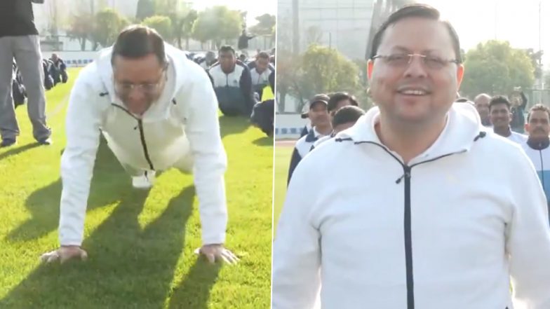CM Dhami Push-Ups Video: उत्तराखंड सरकार के 3 साल पूरे होने पर नए जोश में दिखे सीएम धामी, 'फिट इंडिया रन' कार्यक्रम में प्रतिभागियों के साथ लगाए पुश-अप्स