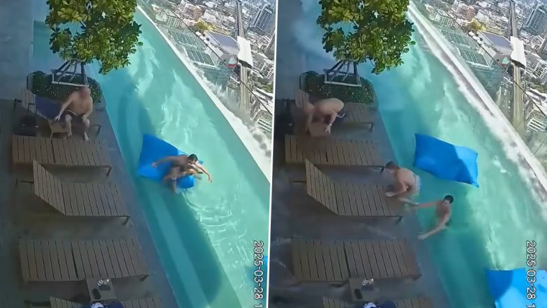 Viral Video: बैंकॉक में छत पर बने स्विमिंग पूल में रिलैक्स कर रहा था कपल, अचानक आ गया भूकंप और फिर...