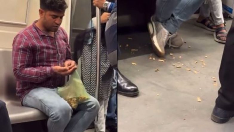 Viral Video: मेट्रो में सफर के दौरान मजे से मूंगफली खाता दिखा यात्री, वीडियो देख भड़के लोगों ने जमकर लगाई क्लास