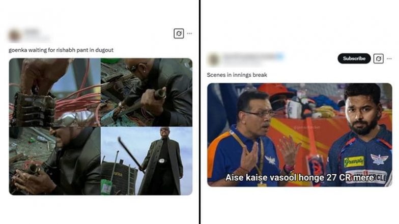 Rishabh Pant and Sanjiv Goenka Funny Memes: ऋषभ पंत के गोल्डन डक पर संजीव गोयनका के साथ मजेदार मीम्स वायरल, DC बनाम LSG मैच में छाया मजाकिया अंदाज वाला फैंस का रिएक्शन