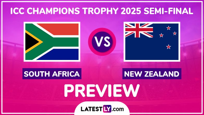 SA vs NZ ICC Champions Trophy 2025 Preview: न्यूज़ीलैंड बनाम दक्षिण अफ्रीका दूसरे सेमीफाइनल में होगा कड़क मुकाबला, मैच से पहले जानें हेड टू हेड रिकॉर्ड्स, मिनी बैटल और स्ट्रीमिंग समेत सारे डिटेल्स