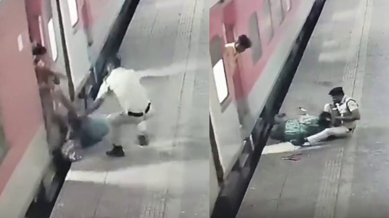 VIDEO: बोरीवली रेलवे स्टेशन पर चलती ट्रेन से गिरी महिला, वीडियो में देखें RPF जवान ने कैसे बचाई जान