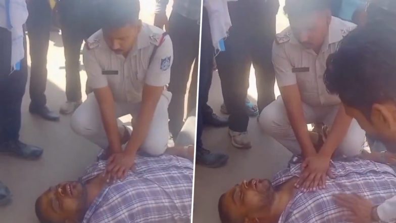 VIDEO: ग्वालियर शहर में हार्ट अटैक से सड़क पर तड़प रहा था शख्स, सब इंस्पेक्टर ने CPR देकर बचा ली जान, वीडियो सामने आने के बाद अधिकारी की हो रही है जमकर तारीफ