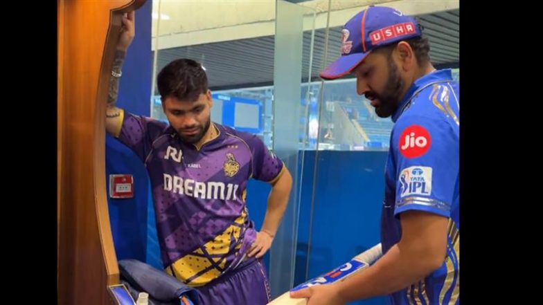 IPL 2025: विराट कोहली के बाद अब रिंकू सिंह ने मुंबई इंडियंस के ड्रेसिंग रूम में घुसकर रोहित शर्मा का मांगा बल्ला, MI ने शेयर किया वीडियो