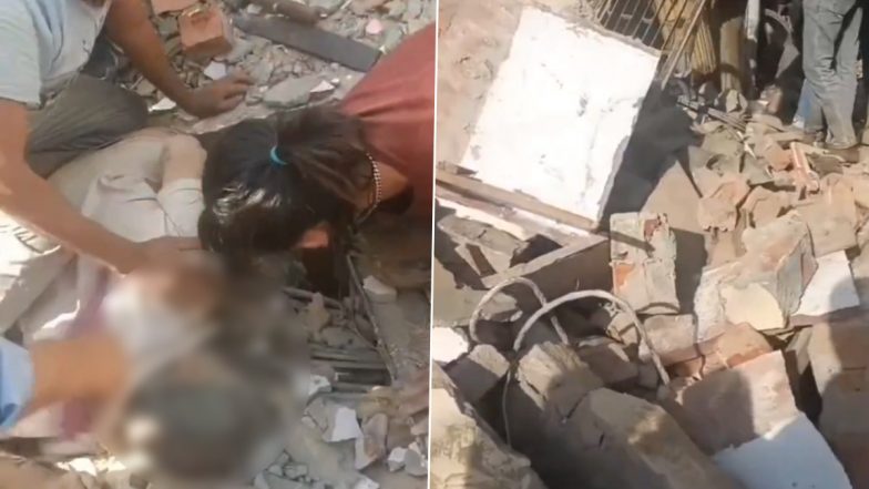 VIDEO: आगरा के सिकंदरा क्षेत्र में भरभराकर गिरी 4 दुकानें, कई लोग नीचे दबे, राहत कार्य में जुटा प्रशासन