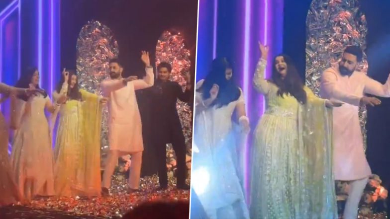 Aishwarya-Abhishek Recreate 'Kajra Re' Dance with Aaradhya: ऐश्वर्या राय और अभिषेक बच्चन ने आराध्या के साथ फिर दोहराया &lsquo;कजरारे&rsquo; डांस, फैमिली वेडिंग में दिखा धमाकेदार अंदाज (Watch Video)