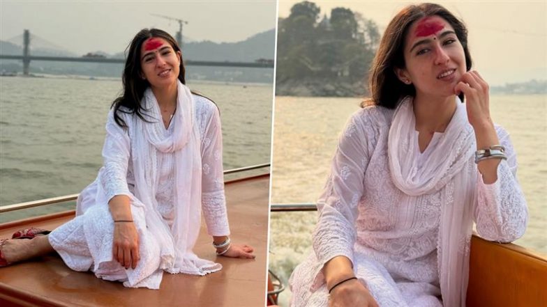 Sara Ali Khan Visits Kamakhya Temple: कामाख्या मंदिर में सारा अली खान की सादगीभरी पूजा, ब्रह्मपुत्र की लहरों पर दिखा एक्ट्रेस का रूहानी अंदाज (View Pics)
