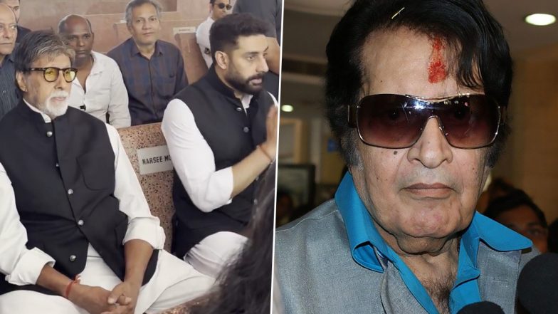 Manoj Kumar Funeral: मनोज कुमार को अंतिम विदाई देने पहुंचे अमिताभ और अभिषेक बच्चन, पंचतत्व में विलीन गुए &lsquo;Bharat Kumar&rsquo; (Watch Video)