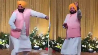Bhagwant Mann Bhangra Dance Video: भगवंत मान का डांस वायरल! अरविंद केजरीवाल की बेटी हर्षिता की सगाई में पंजाब के CM ने किया भांगड़ा