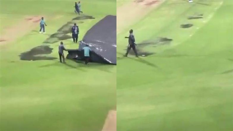 M Chinnaswamy Stadium&rsquo;s SubAir Drainage System: RCB बनाम PBKS मैच से पहले मैदान पर हुआ चमत्कार! चिन्नास्वामी स्टेडियम की सब-एयर ड्रेनेज सिस्टम का कमाल, क्षण भर में पानी हुई गायब, देखें वीडियो