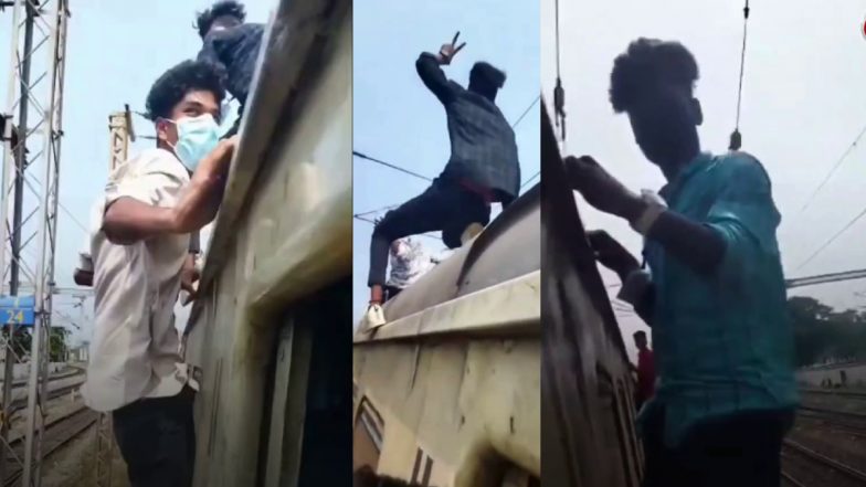 VIDEO: चेन्नई में तेज रफ्तार ट्रेन की छत पर छात्रों ने किया खतरनाक स्टंट, वीडियो में देखें जानलेवा हरकत